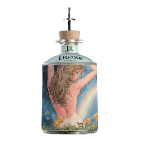 JR04 – J.Rose London Dry Artisan Gin bottle collection with artistic design