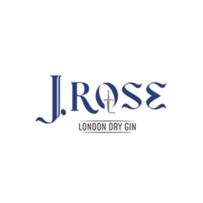J.Rose London Dry Artisan Gin logo with sword icon in the letter O
