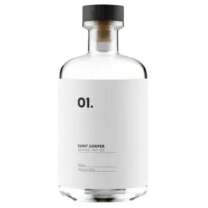 Minimalist bottle design of Saint Juniper Australian dry gin