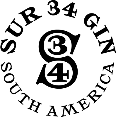 Sur 34 Gin logo from Uruguay, inspired by the Colonia del Sacramento lighthouse