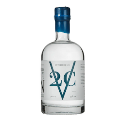 V2C Navy Strength Dutch Dry Gin bottle with blue cap — bold high-strength craft gin from Amsterdam, Netherlands, 57% ABV