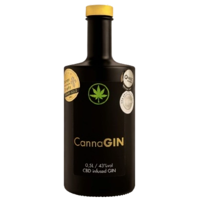 Cannadry gin bottle 0.5L 43% CBD infused gin with award medals.