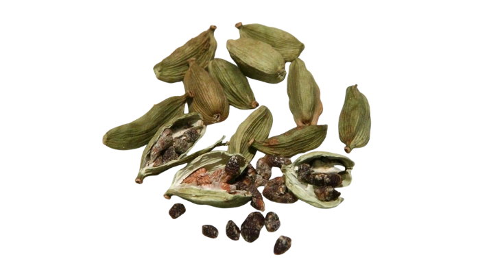 Cardamom pods and seeds used as a botanical in gin distillation
