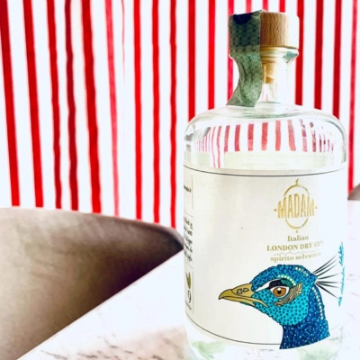 Madam Italian London Dry Gin premium craft gin bottle with bird illustration label